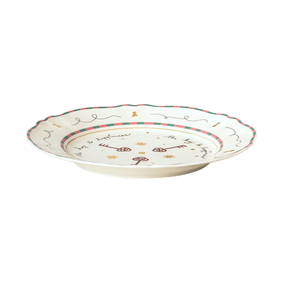 Key pattern porcelain dinner plate