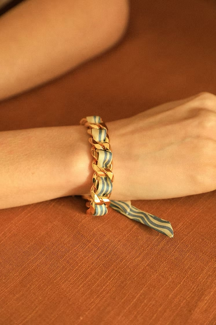 Marinière neutral Sailor 1cm ribbon bracelet