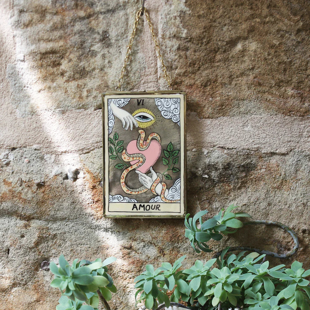 Amour Vintage Glass Double-Sided Hanging Ornament