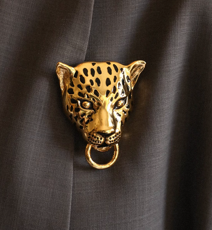 Broche Léopard émaillée 金色琺瑯獵豹胸針