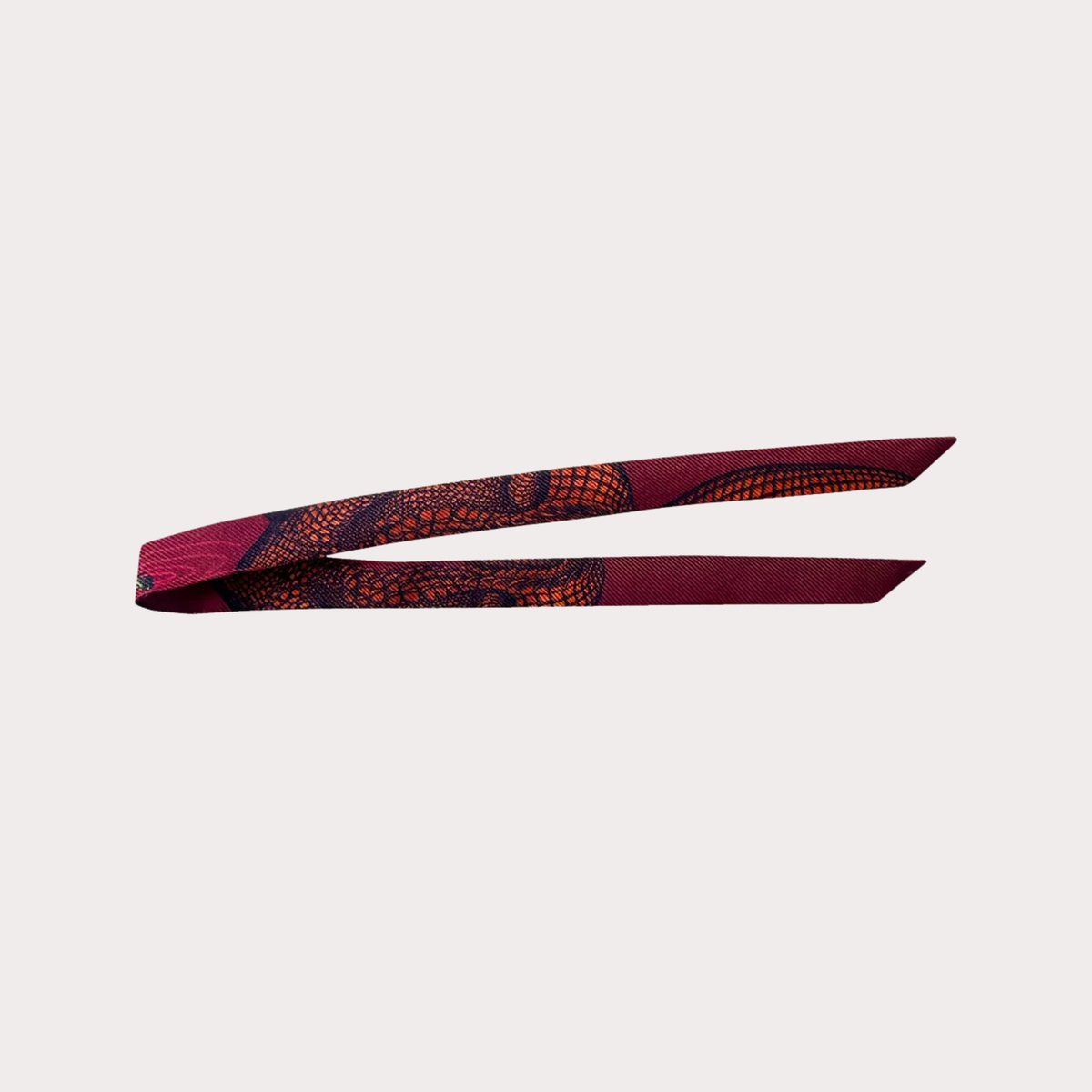 Crocodiles Bordeaux 酒紅鱷紋 1cm真絲絲帶