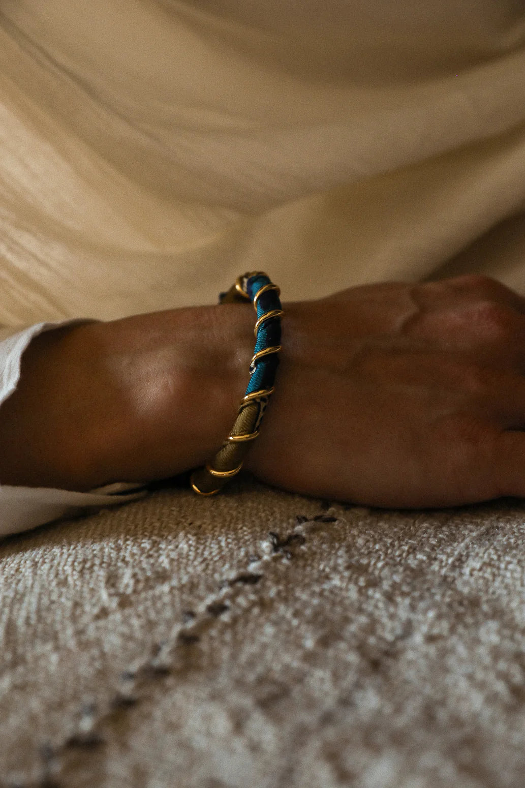 Chapanoir (Olive) 1cm Ribbon Bracelet