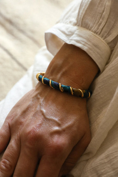 Chapanoir (Olive) 1cm Ribbon Bracelet