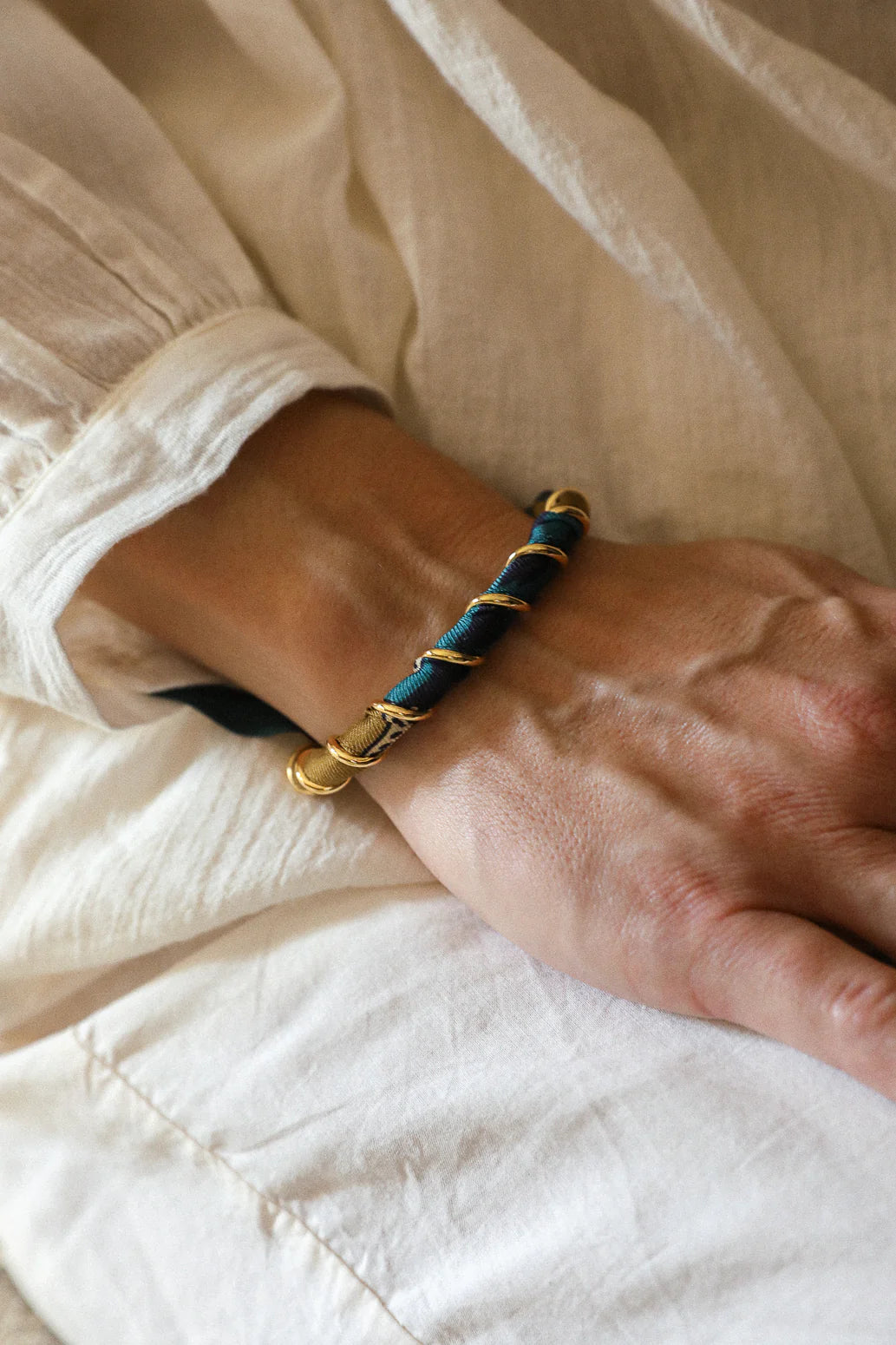 Chapanoir (Olive) 1cm Ribbon Bracelet