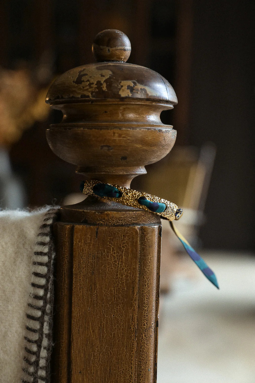 Chapanoir (Olive) 1cm Ribbon Bracelet