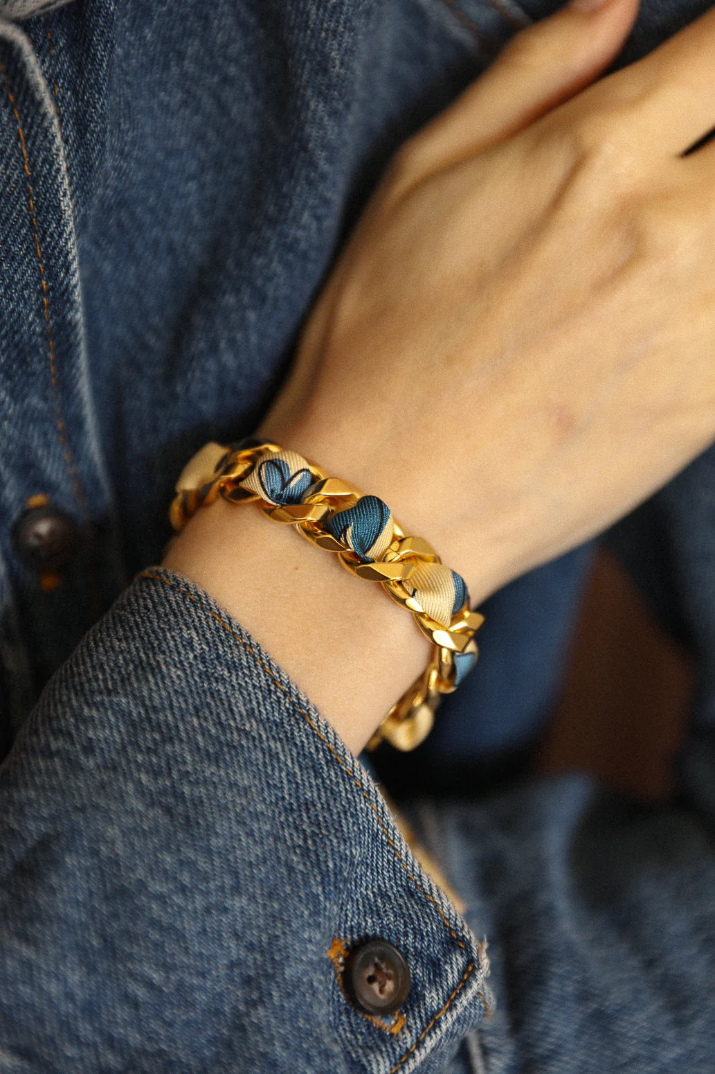 Les Mots Bleus 1cm Ribbon Bracelet