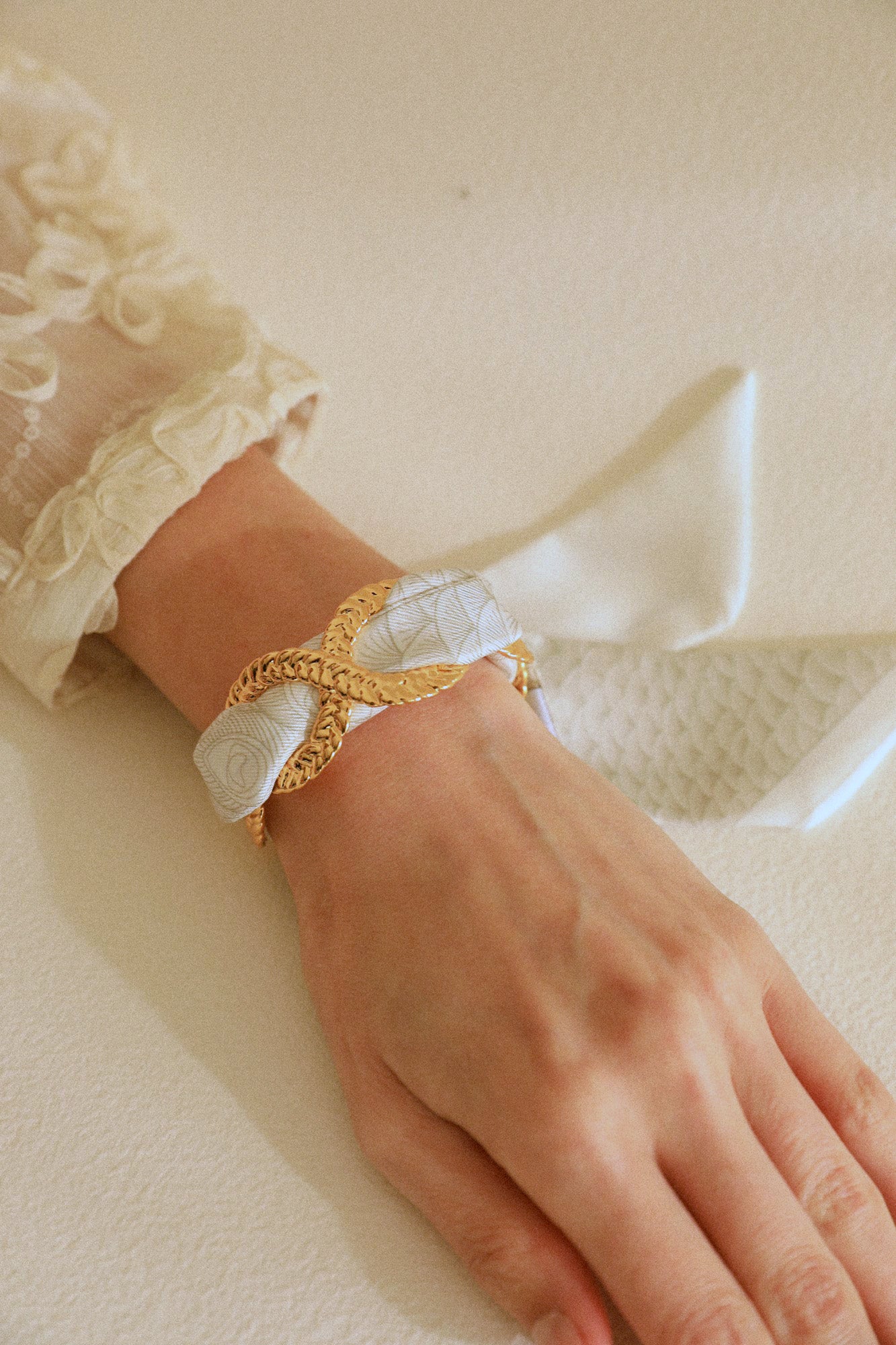 Paon Mariage Peacock Wedding 4cm Ribbon Bracelet