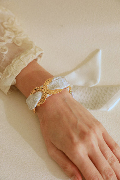 Paon Mariage Peacock Wedding 4cm Ribbon Bracelet