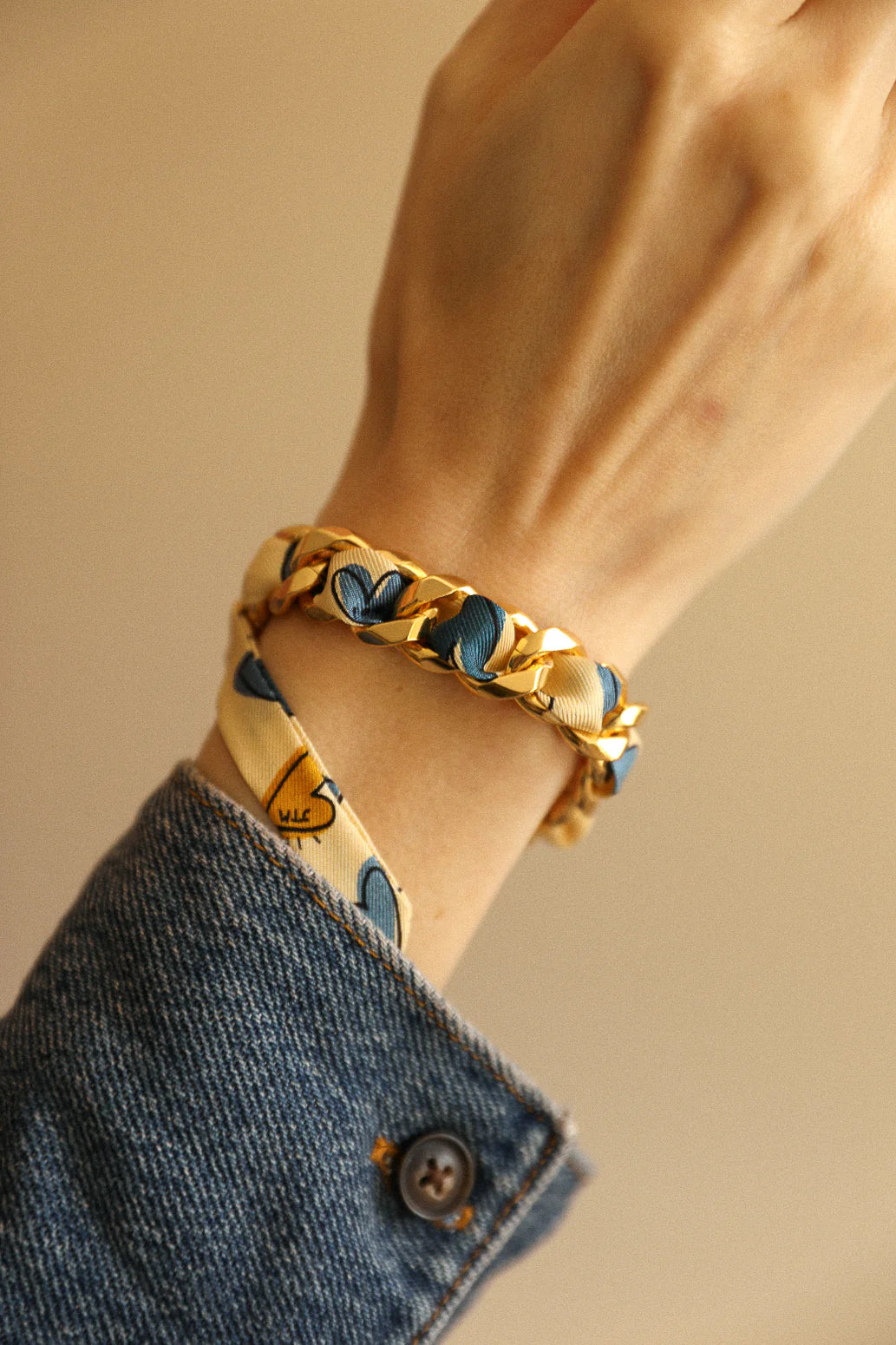 Les Mots Bleus 1cm Ribbon Bracelet