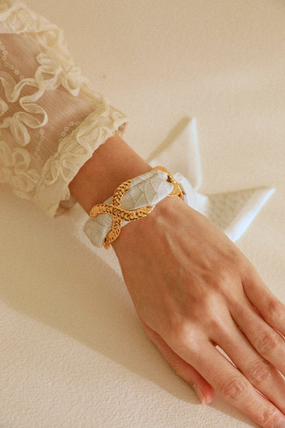 Paon Mariage Peacock Wedding 4cm Ribbon Bracelet