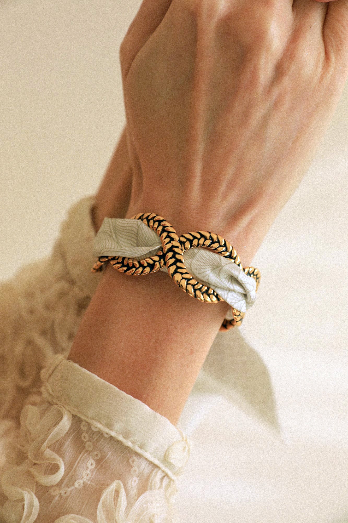 Paon Mariage Peacock Wedding 4cm Ribbon Bracelet