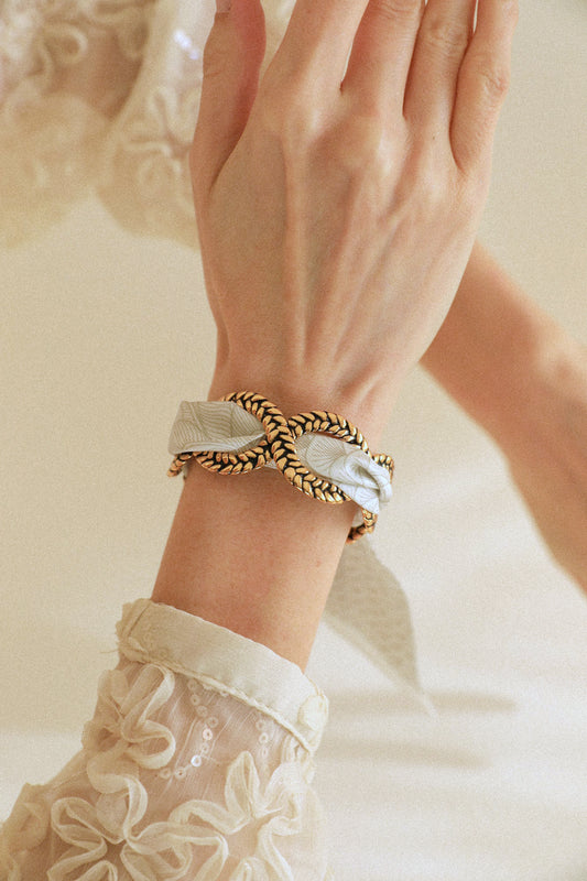 Paon Mariage Peacock Wedding 4cm Ribbon Bracelet