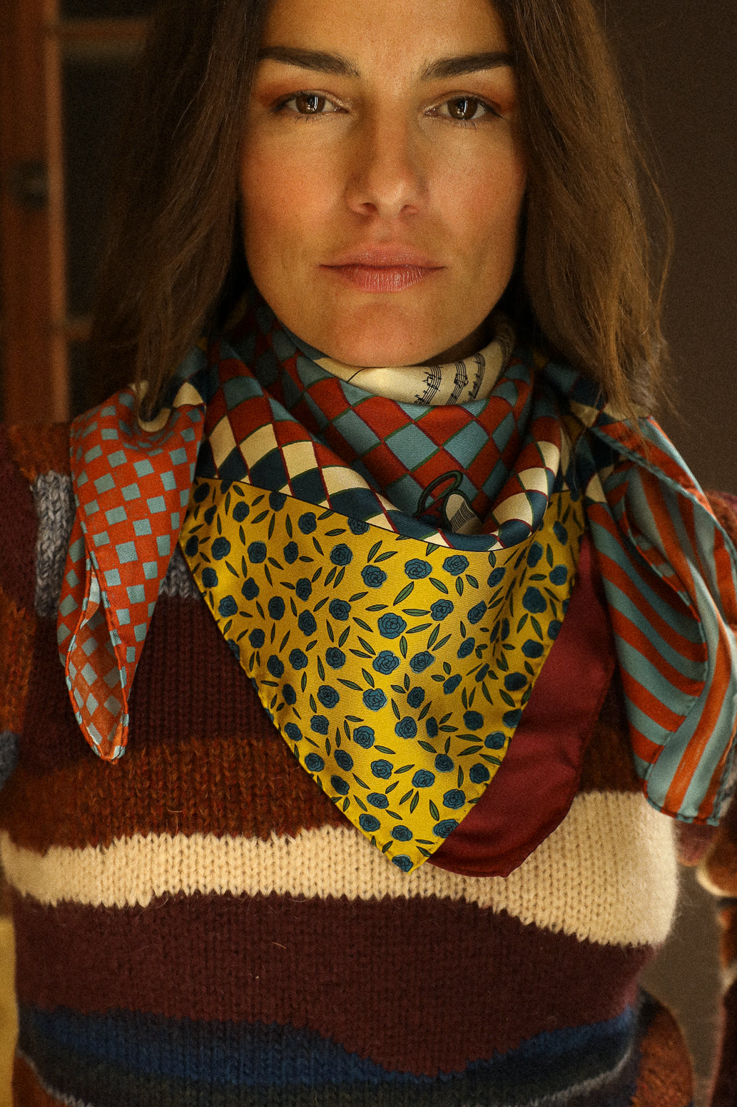 Gypsy Tales Neutral 90cm Silk Scarf