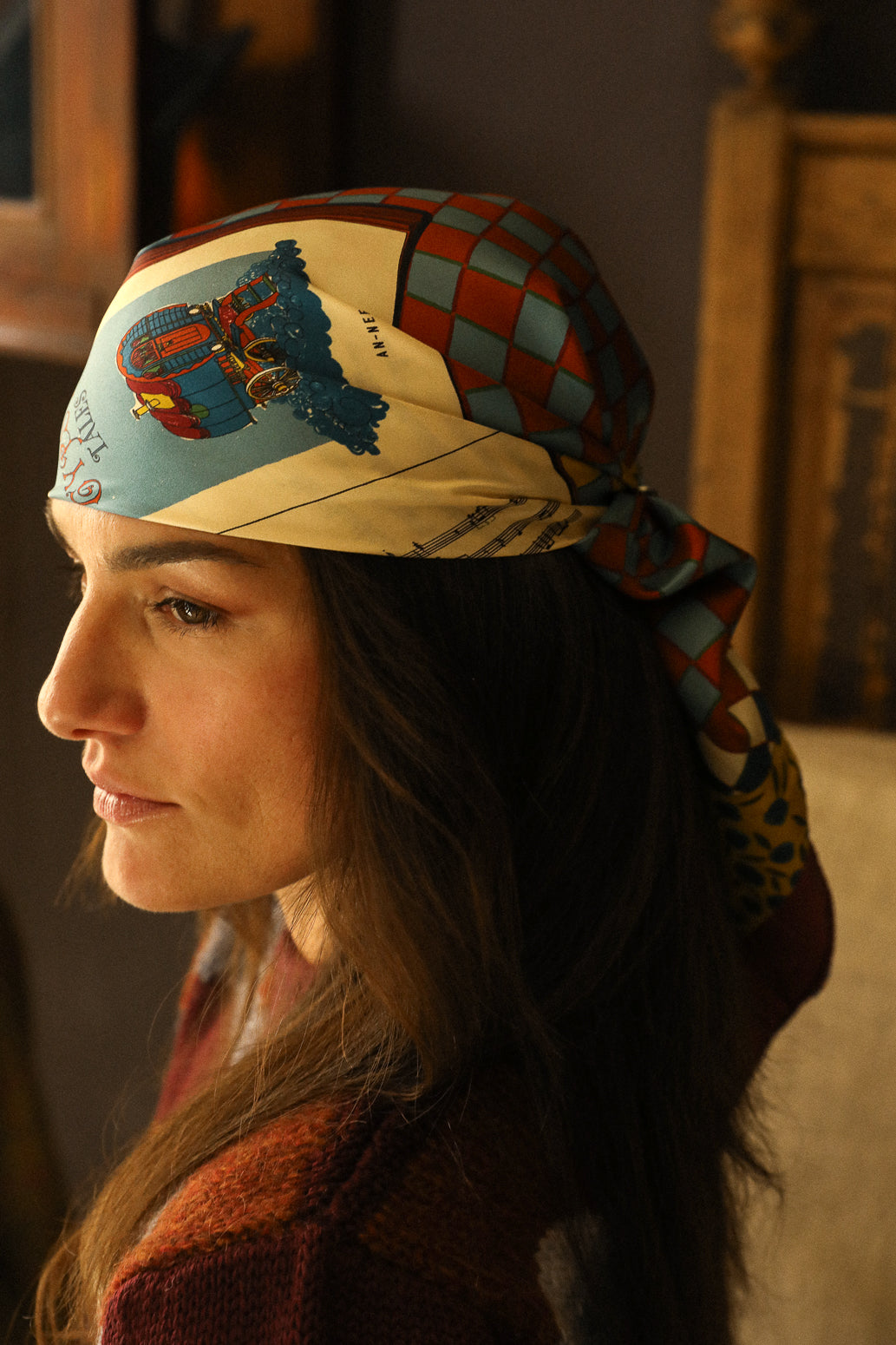 Gypsy Tales Neutral 90cm Silk Scarf