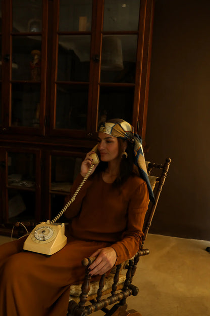 Tarot de Marseille marine silk twill scarf 110cm