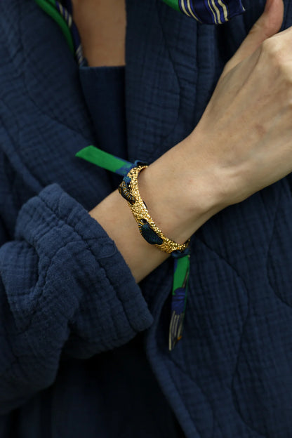 Cerf Bohème Vert Bohemian Deer (Green) 1cm Ribbon Bracelet