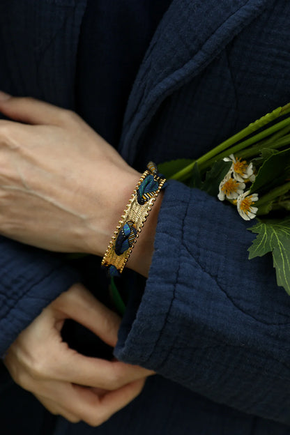 Cerf Bohème Vert Bohemian Deer (Green) 2cm Ribbon Bracelet
