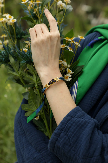 Cerf Bohème Vert Bohemian Deer (Green) 1cm Ribbon Bracelet