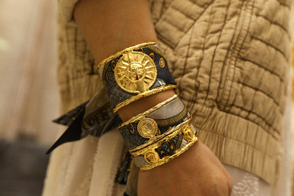 Cerf Bohème Black 2cm Silk Ribbon Bracelet
