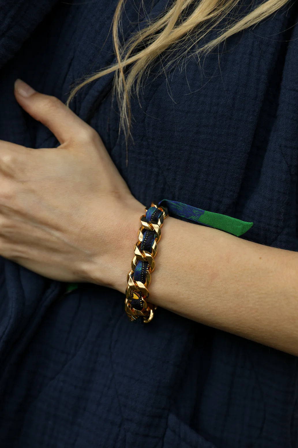 Cerf Bohème Vert Bohemian Deer (Green) 1cm Ribbon Bracelet