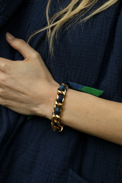 Cerf Bohème Vert Bohemian Deer (Green) 1cm Ribbon Bracelet