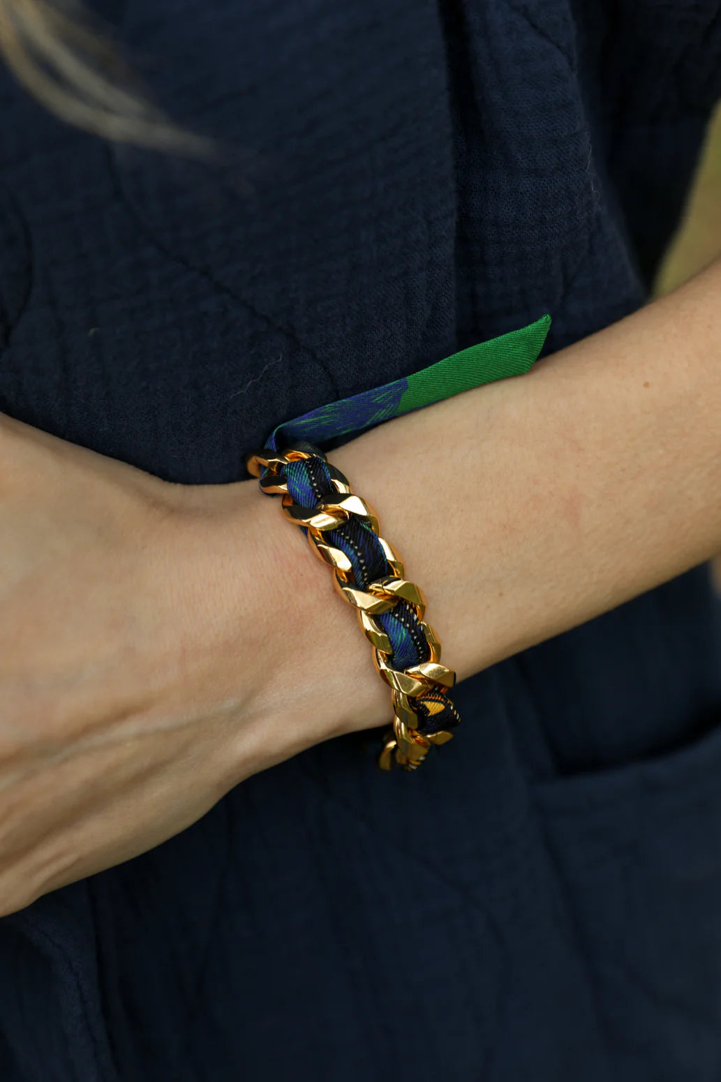 Cerf Bohème Vert Bohemian Deer (Green) 1cm Ribbon Bracelet