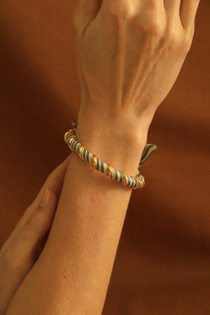 Marinière neutral Sailor 1cm ribbon bracelet