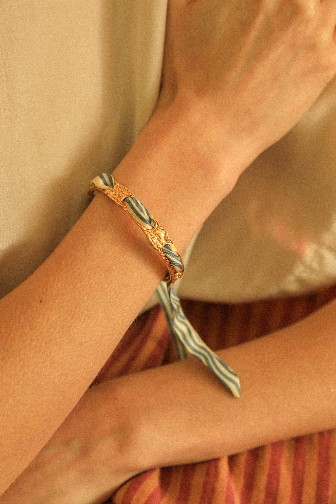 Marinière neutral Sailor 1cm ribbon bracelet