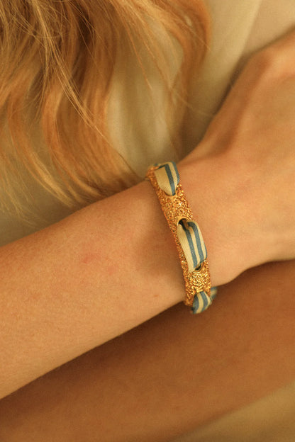 Marinière neutral Sailor 1cm ribbon bracelet