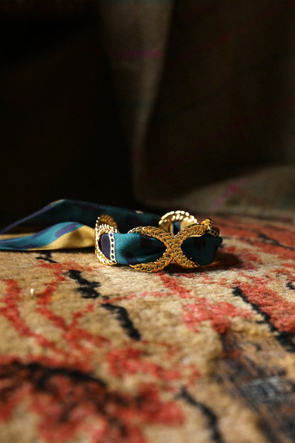 Chapanoir (Olive) 4cm Ribbon Bracelet