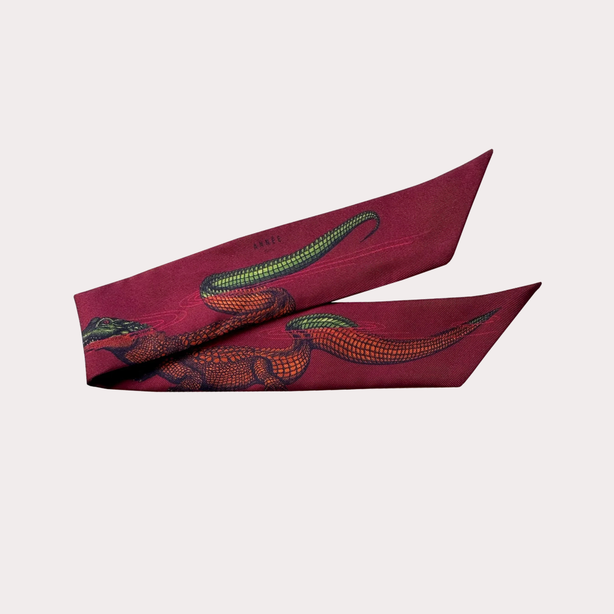 Crocodiles Bordeaux 酒紅鱷紋 4cm真絲絲帶