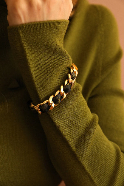 Serpents Kaki 叢林蛇影 1cm真絲手鐲