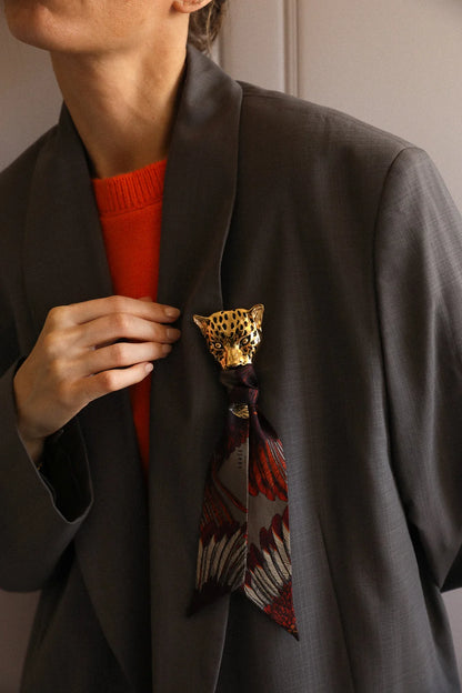 Broche Léopard émaillée 金色琺瑯獵豹胸針