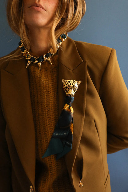 Broche Léopard émaillée 金色琺瑯獵豹胸針