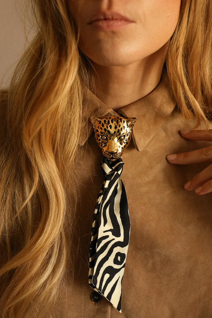 Broche Léopard émaillée 金色琺瑯獵豹胸針