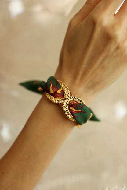 Paon Mariage Peacock Wedding 4cm Ribbon Bracelet