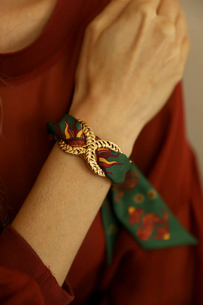 Paon Mariage Peacock Wedding 4cm Ribbon Bracelet