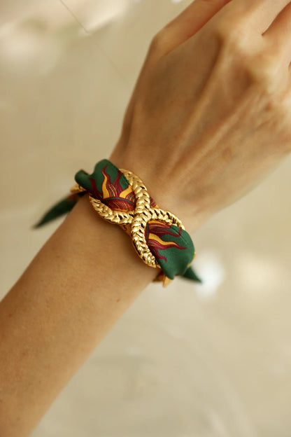 Paon Mariage Peacock Wedding 4cm Ribbon Bracelet