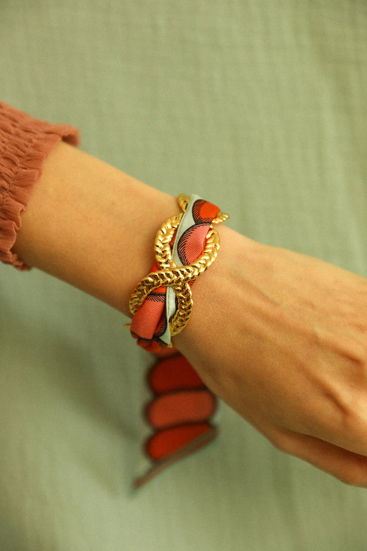Paon Mariage Peacock Wedding 4cm Ribbon Bracelet