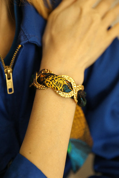 Paon Mariage Peacock Wedding 4cm Ribbon Bracelet