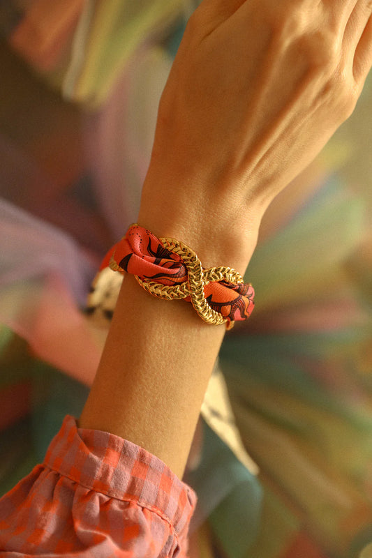 Paon Mariage Peacock Wedding 4cm Ribbon Bracelet