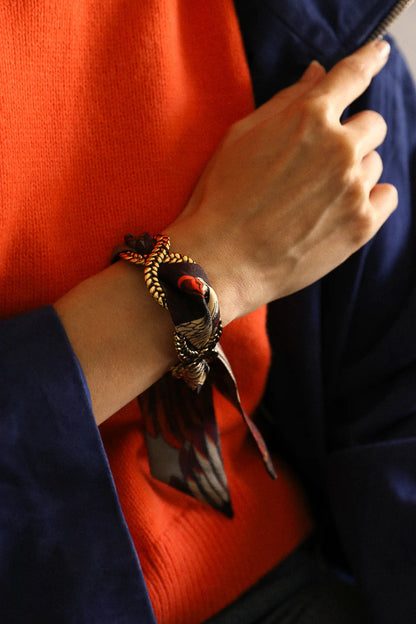 Aigle Gris Foncé 獵空之翼 4cm真絲手鐲