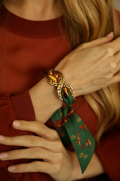 Paon Mariage Peacock Wedding 4cm Ribbon Bracelet