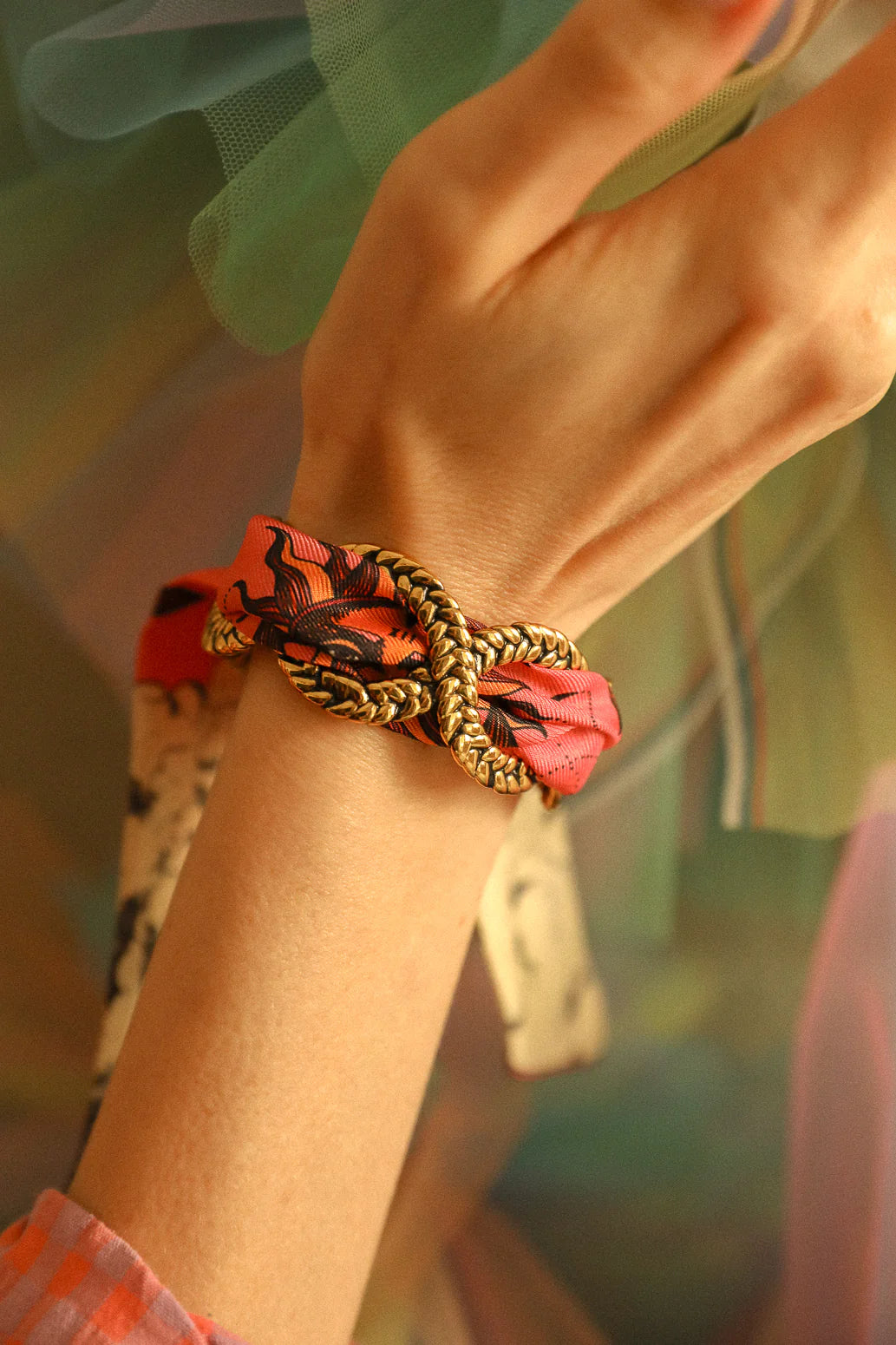 Paon Mariage Peacock Wedding 4cm Ribbon Bracelet