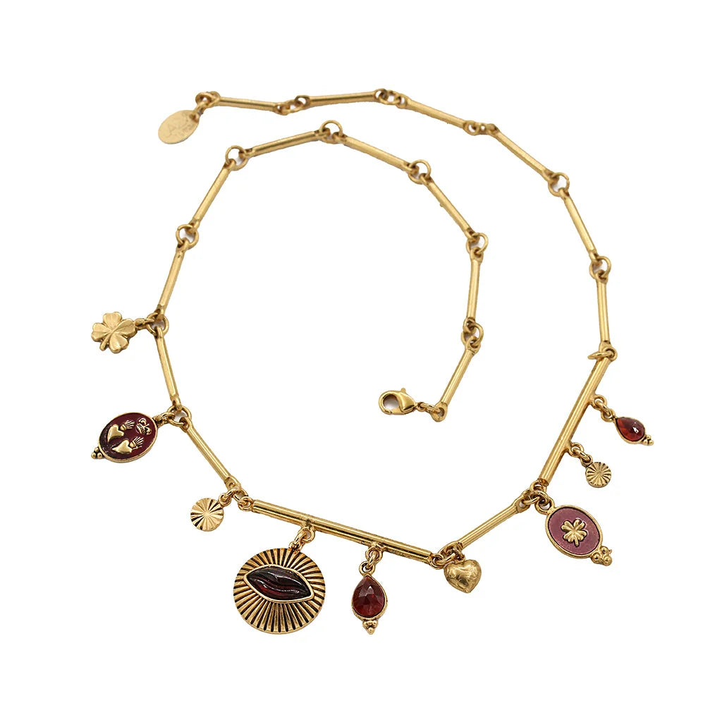 Sacha Médaille Coeur Double Heart Necklace