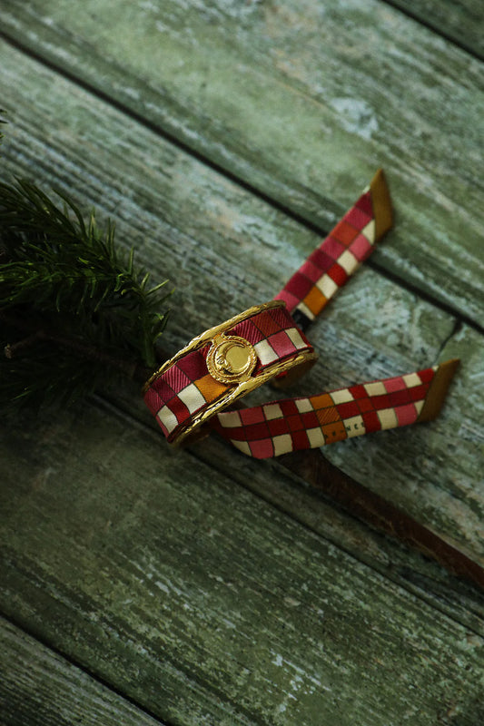 Tartan Plaid 2cm Ribbon Bracelet