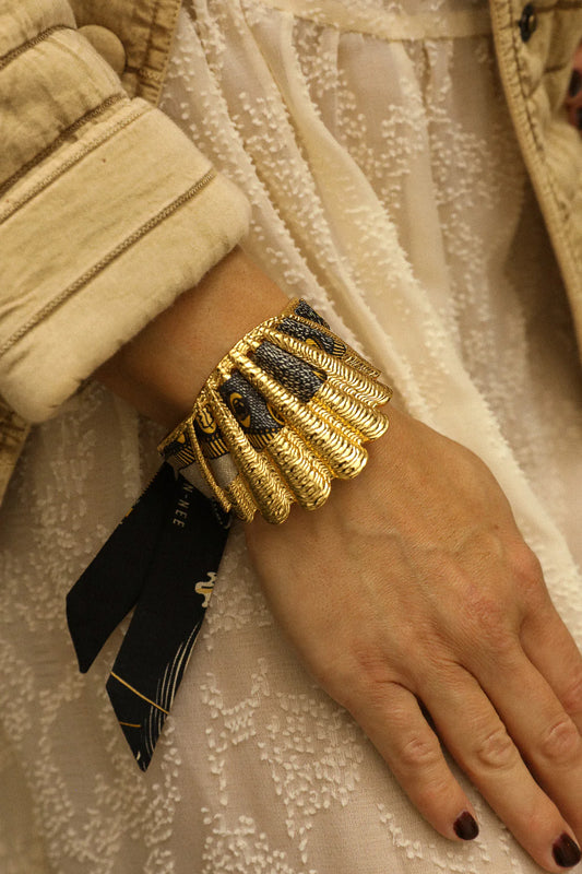 Cerf Bohème Black 2cm Silk Ribbon Bracelet