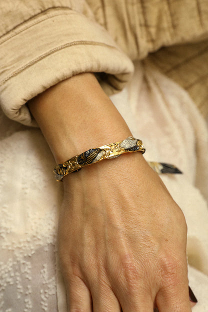Cerf Bohème black 1cm ribbon bracelet
