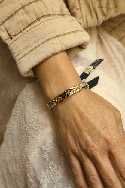 Cerf Bohème black 1cm ribbon bracelet