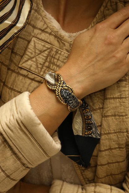 Cerf Bohème Black Deer 4cm Ribbon Bracelet